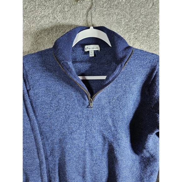 Peter Millar Sweater Boys Sz Large Blue Merino Wool 1/4 Zip Pullover Long Sleeve - Picture 8 of 10